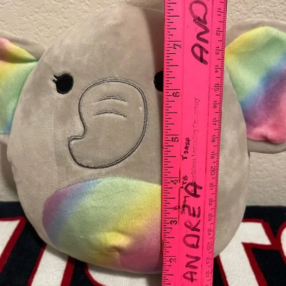 8” Mila Squishmallow Elephant with Rainbow Ears and Belly. - Picture 12 of 13